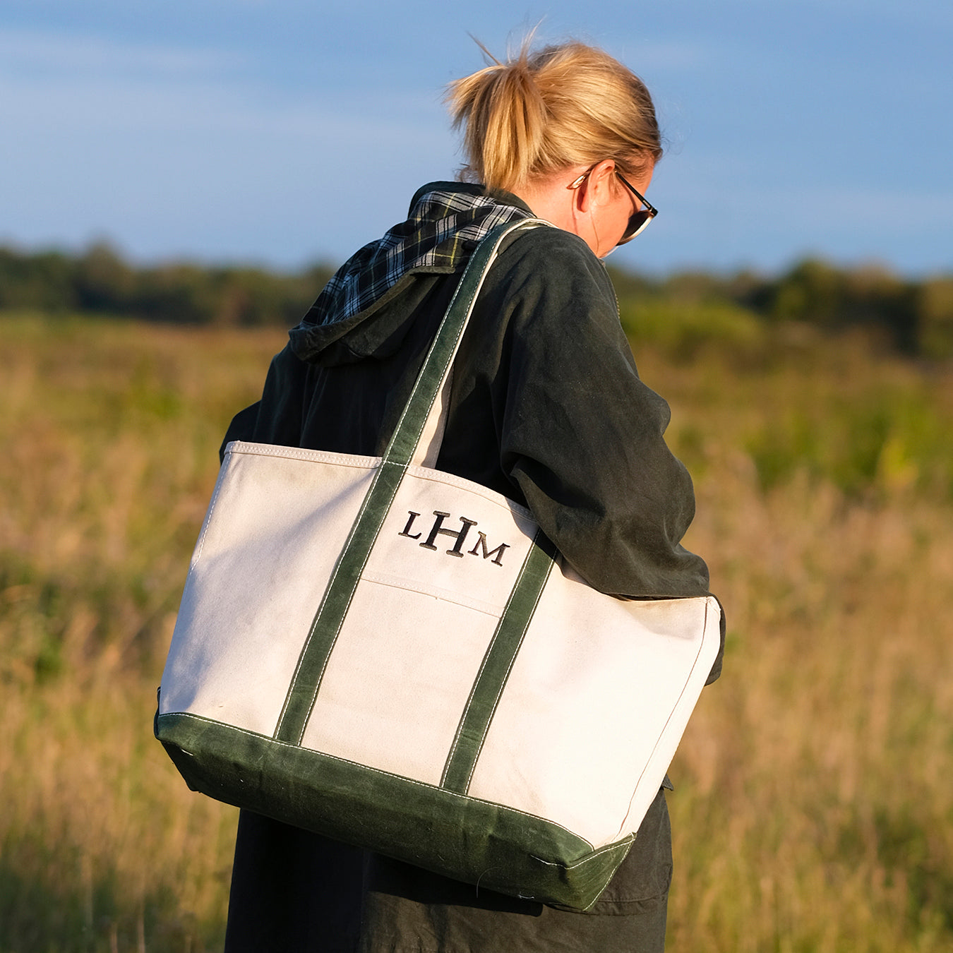 Waxed tote bag - Deerfield Green